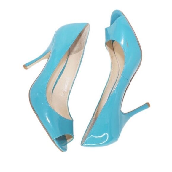 Enzo Angiolini 'Maylie' Teal Peep-Toe Pumps, Size 8.5 - Picture 2 of 8